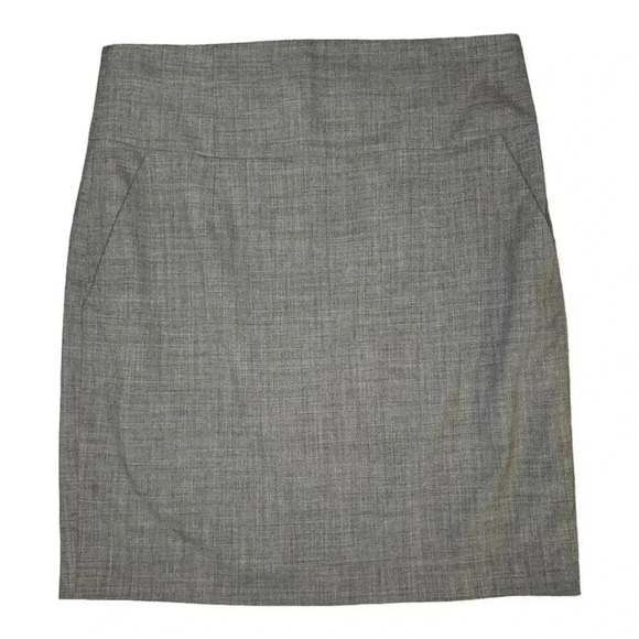 Banana Republic Size 12 Gray Stretch‎ Wool Blend Straight Short Skirt - Picture 1 of 6